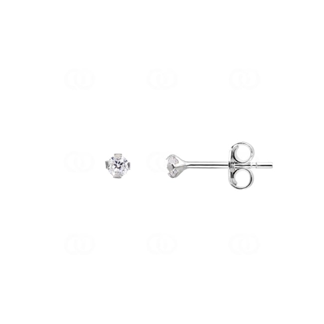 Stud Earrings 925 Silver rhodium-plated with Cubic Zirconia 4 Prongs Ø 2.5mm - APWX99AZ