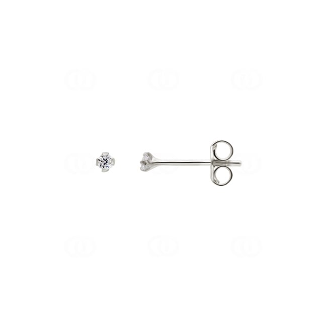 Stud Earrings 925 Silver rhodium-plated with Cubic Zirconia 4 Prongs Ø 2mm - 335578.1
