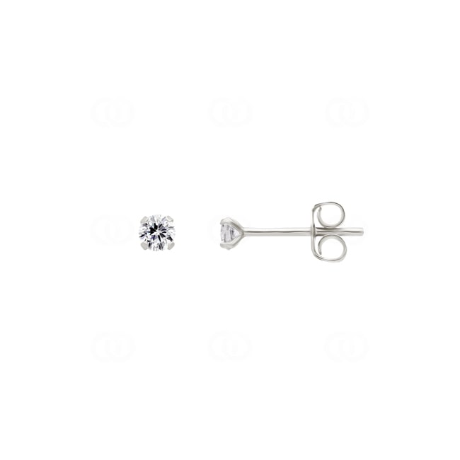 Stud Earrings 925 Silver rhodium-plated with Cubic Zirconia 4 Prongs Ø 3mm - 335418.1