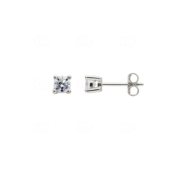 Clous d'oreilles Argent 925 rhodié avec zircones 4 griffes Ø 4mm - 305676.1