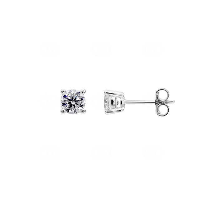 Clous d'oreilles Argent 925 rhodié avec zircones 4 griffes Ø 5mm - 305672.1