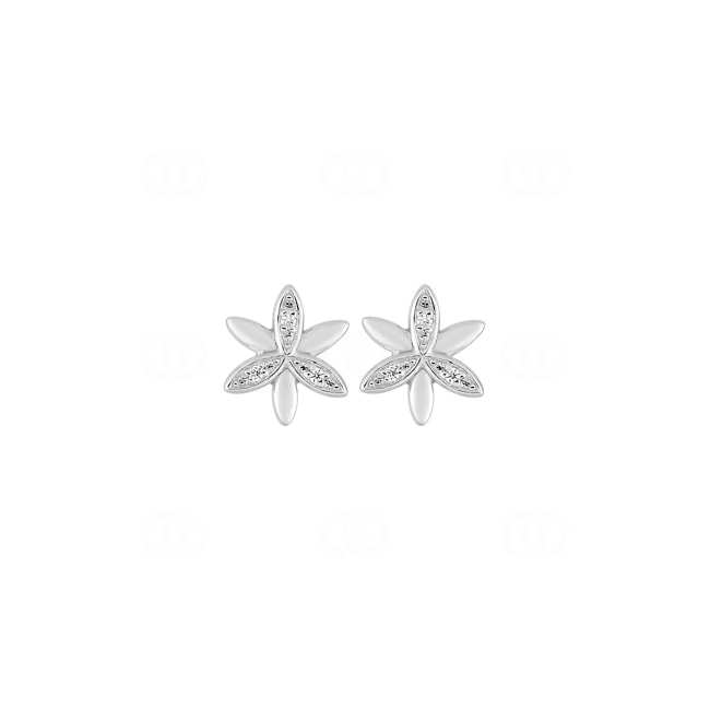 Ohrstecker 925 Silber rhodiniert Blume mit Zirkonia - 335646.1