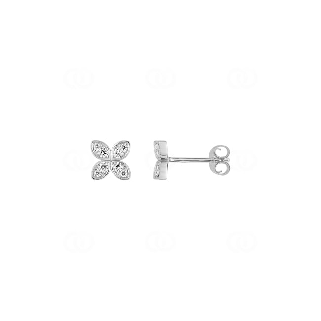 Stud Earrings 925 Silver rhodium-plated Flower with Cubic Zirconia - 335760.1