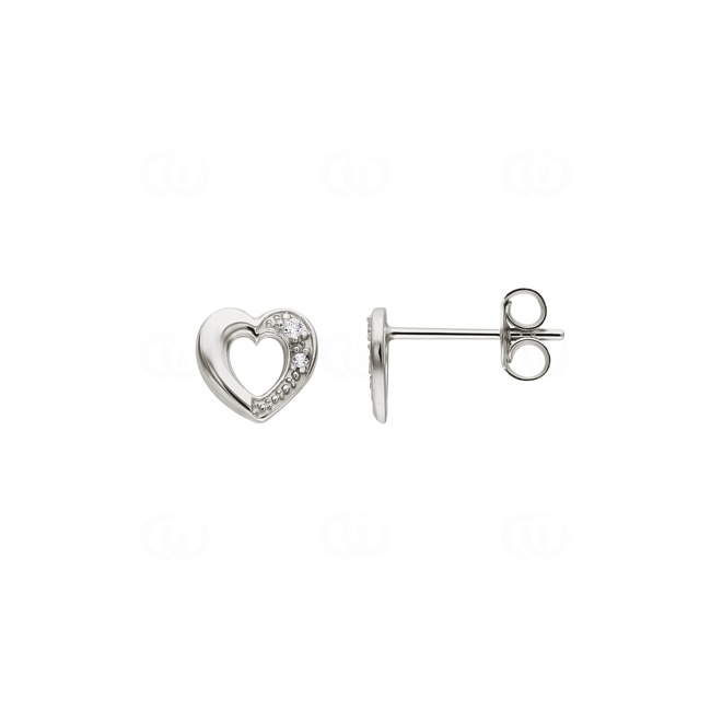Stud Earrings 925 Silver rhodium-plated Heart with Cubic Zirconia - 315033.1