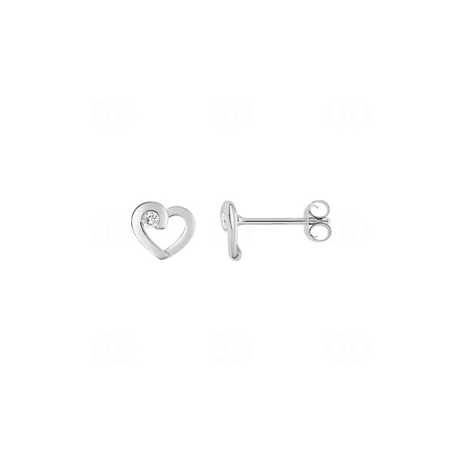 Stud Earrings 925 Silver rhodium-plated Heart with Cubic Zirconia - ASWY56Z