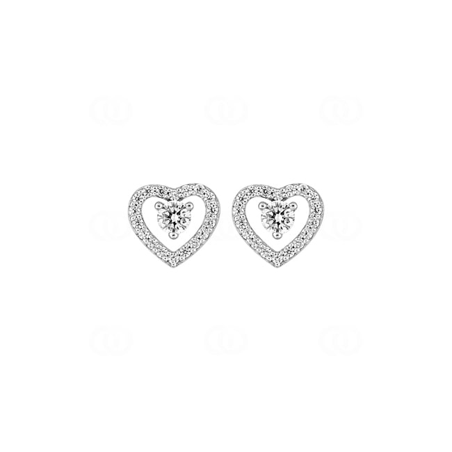 Ohrstecker 925 Silber rhodiniert Herz mit Zirkonia - 335655.1