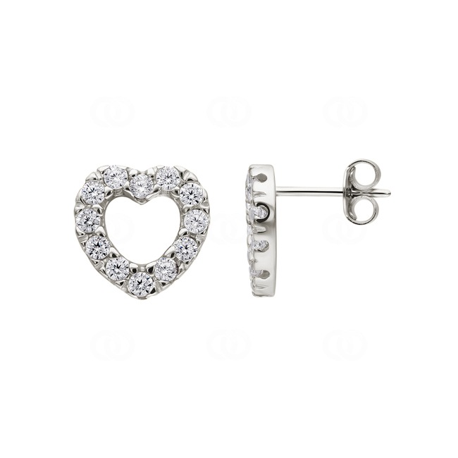Ohrstecker 925 Silber rhodiniert Herz mit Zirkonia - 305272.1