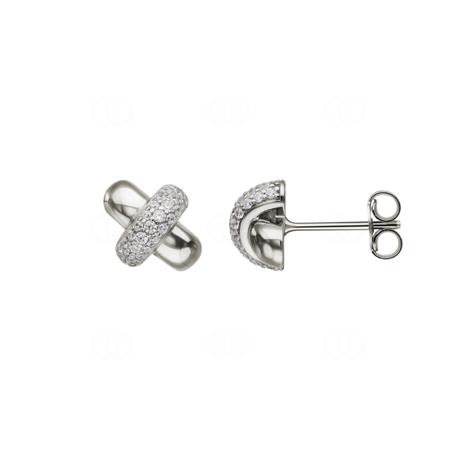 Clous d'oreilles Argent 925 rhodié avec zircones pavé - 335724.1