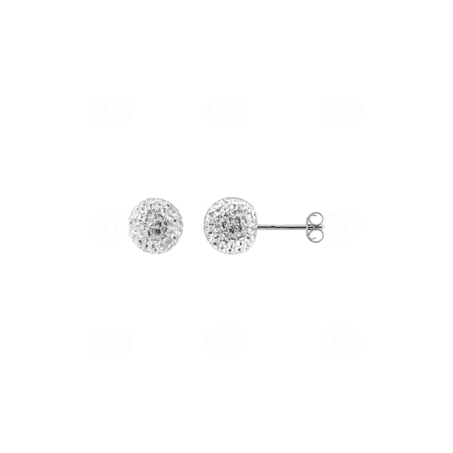 Stud Earrings 925 Silver rhodium-plated Ball with Cubic Zirconia - AKWS67B