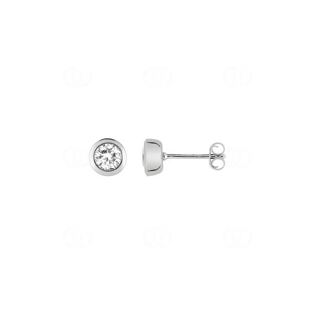 Stud Earrings 925 Silver rhodium-plated with round Cubic Zirconia Ø 5mm - ASWH95Z