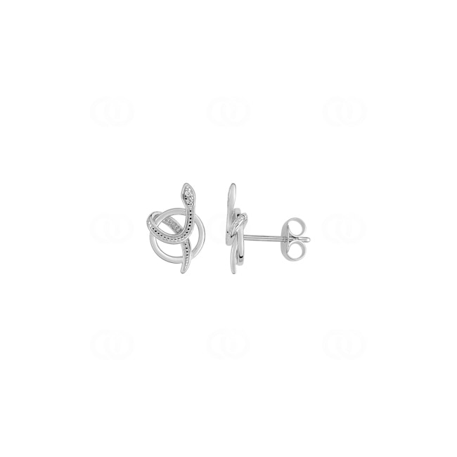 Clous d'oreilles argent 925 rhodié Serpent avec zirconia - 335684.1