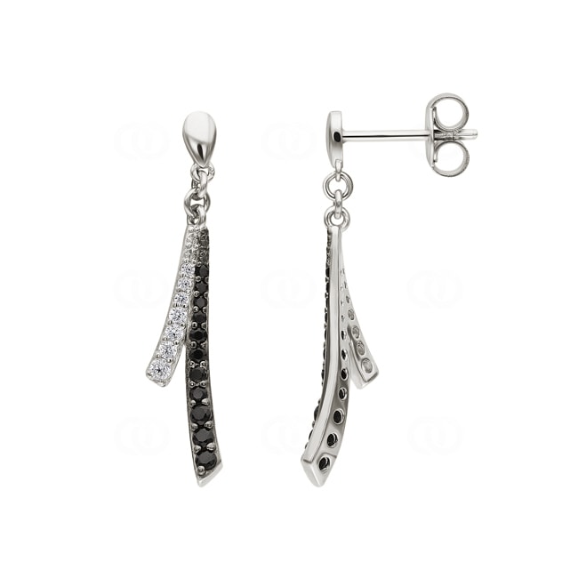 Ohrstecker 925 Silber rhodiniert mit Zirkonia schwarz / weiss - ASWS60NZ