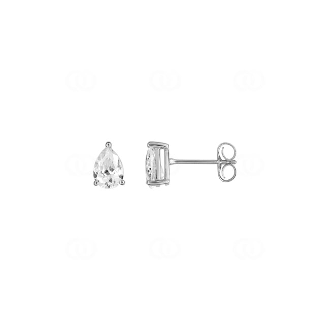 Clous d'oreilles Argent 925 rhodié avec zircones poire - 335647.1