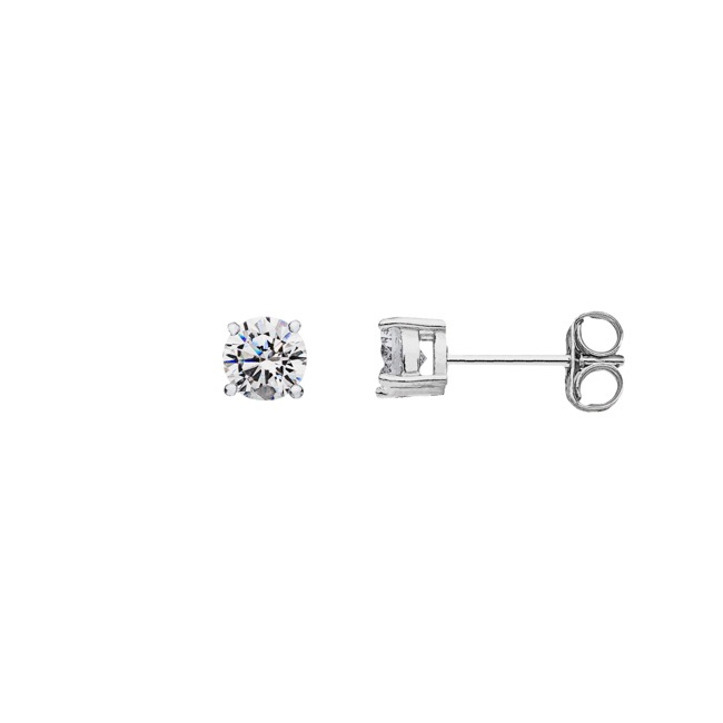 Stud Earrings 925 Silver rhodium-plated with Cubic Zirconia Ø 5mm - OS925001
