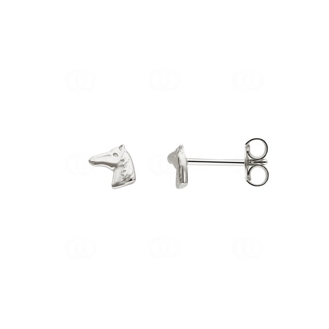 Clous d'oreilles Argent 925 rhodié, Cheval - 315015