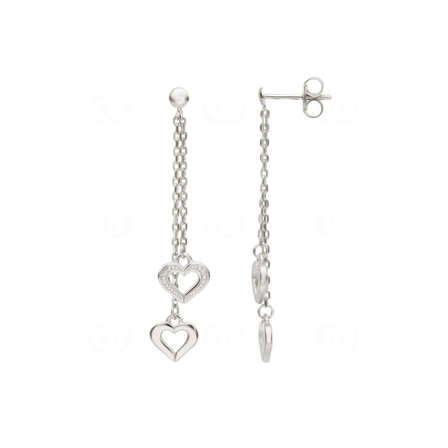 Clous d'oreilles avec Pendentif argent 925 Cœurs - AAWM69