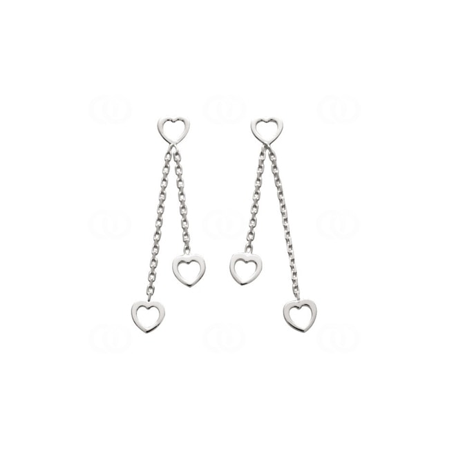 Clous d'oreilles avec Pendentif argent 925 Cœurs - 315748