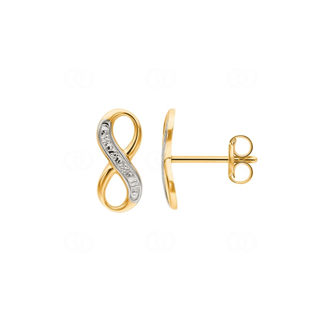 Stud Earrings 750/18 K Yellow and White Gold, Infinity - 163322.6