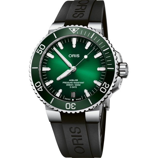 Oris Aquis Date Calibre 400 Grün / Katuschuk Ø 43.5mm - 01 400 7763 4157-07 4 24 74EB