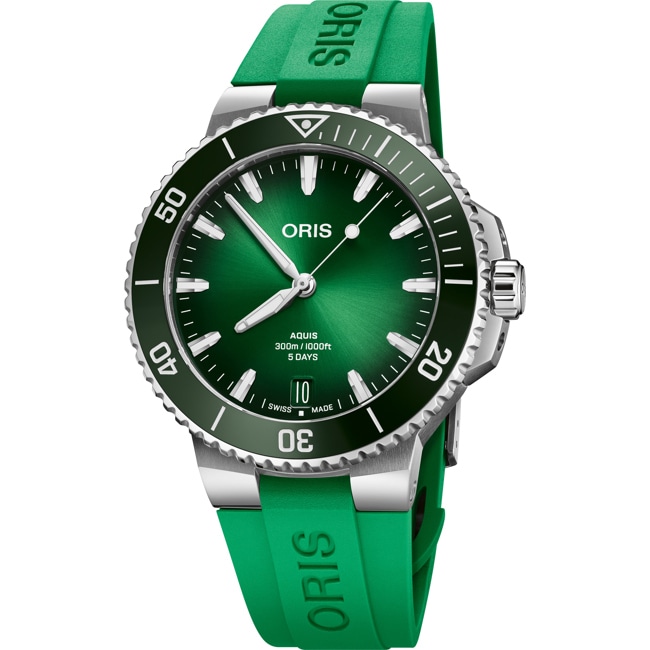 Oris Aquis Date Calibre 400 Grün / Kautschuk Ø 43.5mm - 01 400 7790 4157-07 4 23 47EB