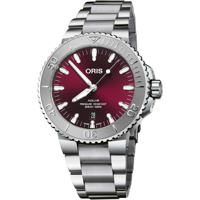 Oris Aquis Date Cherry Dial Ø 43.5mm - 01 733 7730 4158-07 8 24 05PEB