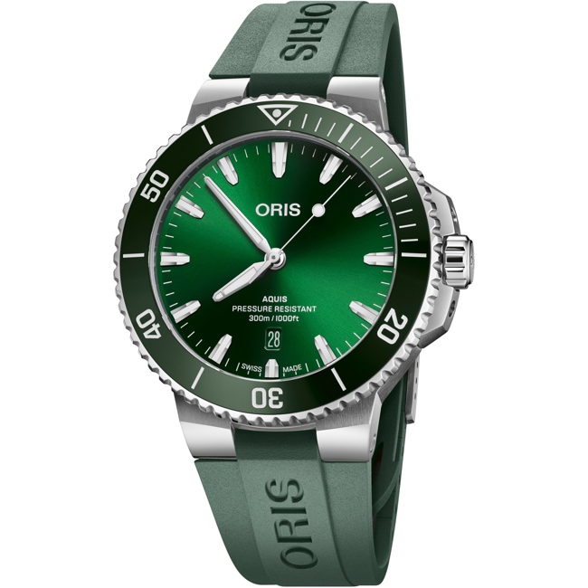 Oris Aquis Date Vert / Caoutchouc Ø 43.5mm - 01 733 7789 4157-07 4 23 37FC