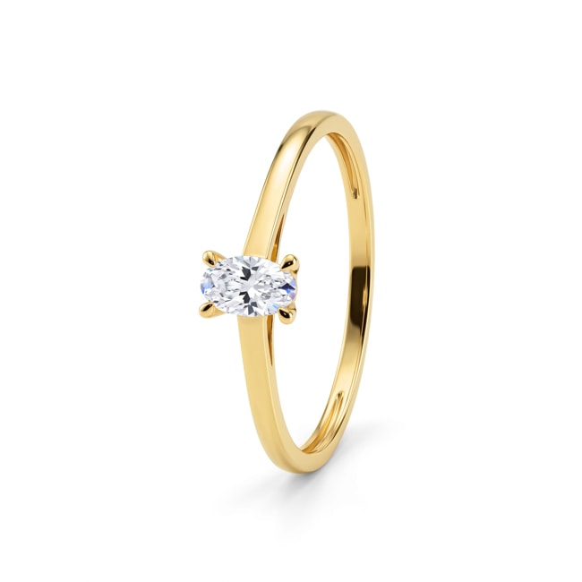 Oval Solitaire Ring 375/9 K Yellow Gold with Lab Grown Diamond 0.20 ct - 9KLGD116Y