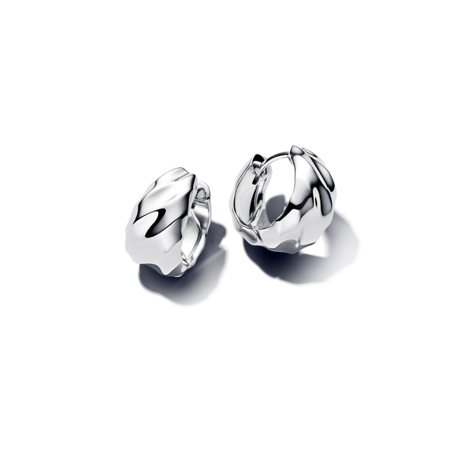 Pandora Essence Rippled Hoop Earrings 925 Silver - 293874C00