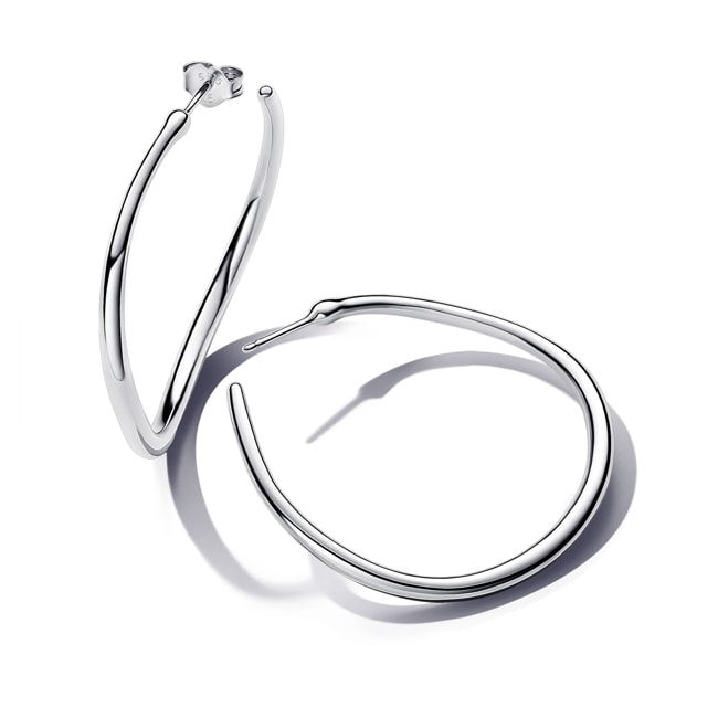 Pandora Essence Organically Shaped 42 mm Open Hoop Earrings 925 Silver - 293299C00