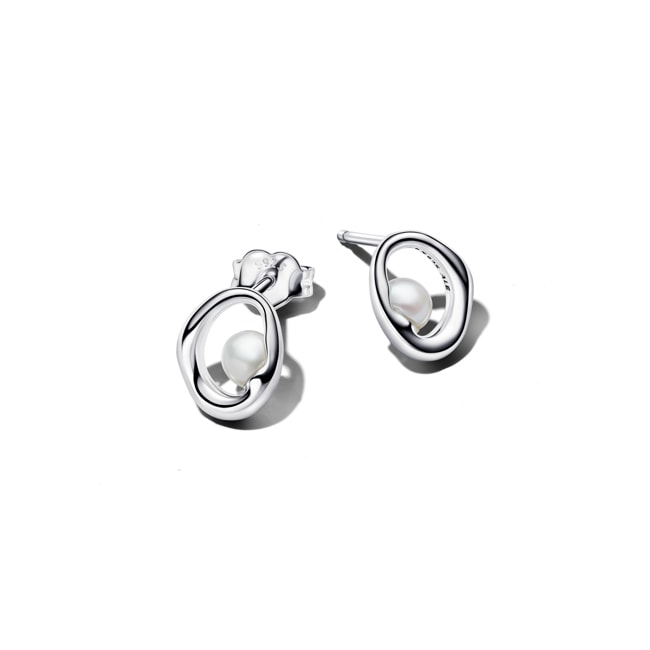Pandora Essence Organisch Geformte Ovale & Behandelte Süsswasserzuchtperlen Ohrringe 925 Silber - 293295C01