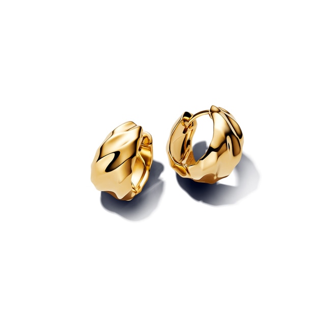 Pandora Gold Essence Rippled Hoop Earrings - 263874C00