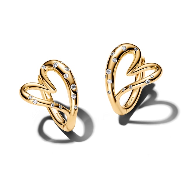 Pandora Gold Essence Organisch Geformte Steinbesetzte Herz-Creolen - 264664C01