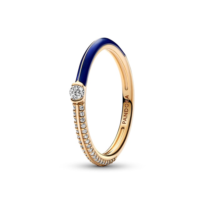 Pandora Gold ME Bague Double Pavé & Bleue - 162528C01