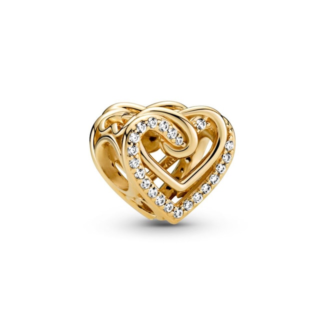 Pandora Gold Moments Sparkling Entwined Hearts Charm - 769270C01