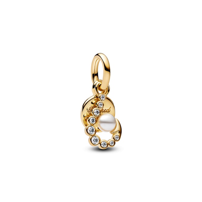 Pandora Gold Moments Haken mit lackierter Perle Charm-Anhänger - 763891C01