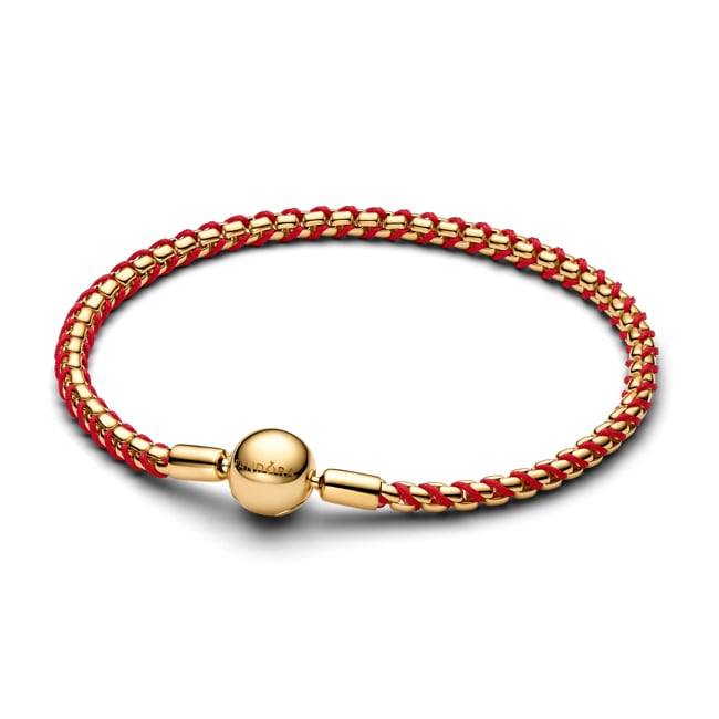 Pandora Gold Moments Rote Kordel Schlangen-Gliederarmband - 563816C01