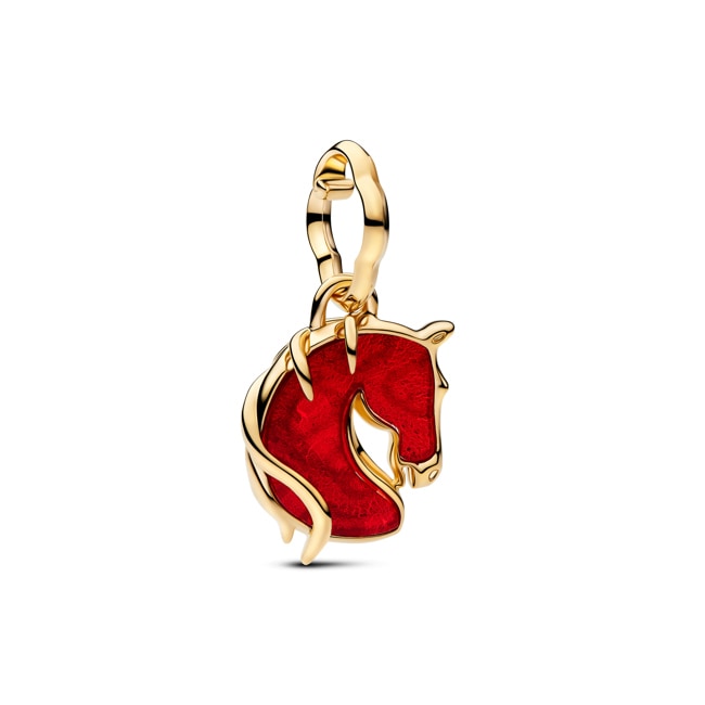 Pandora Gold Moments Red Fire Horse Murano Glass Dangle Charm - 764431C01