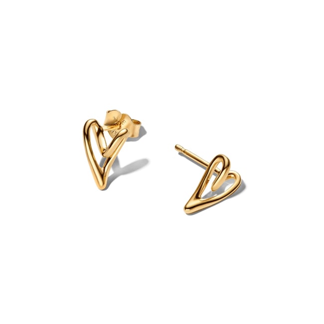 Pandora Gold Essence Organically Shaped Heart Stud Earrings - 264393C00