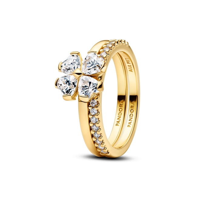 Pandora Gold Timeless Sparkling Lucky Clover Splittable Ring - 164507C01