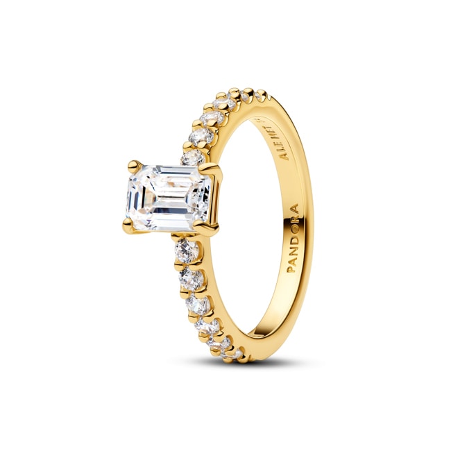 Pandora Gold Timeless Rechteckiger Funkelnder Strahlenkranz Ring - 164506C01