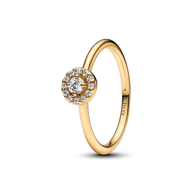 Pandora Gold Timeless Runder Pavé-Strahlenkranz Ring - 163554C01