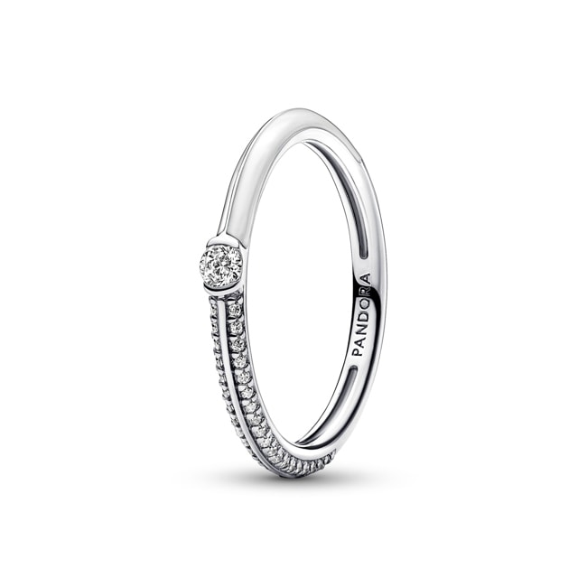 Pandora ME Pavé & Weisser Doppelring 925 Silber  - 192528C02