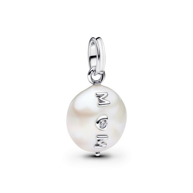 Pandora Moments Treated Freshwater Cultured Baroque Pearl Mom Dangle Charm 925 Silver - 793783C01