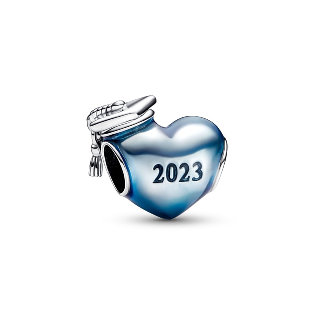 792590C01 Pandora Moments Charm Cœur de Diplômé(e) 2023 Bleu Argent 925