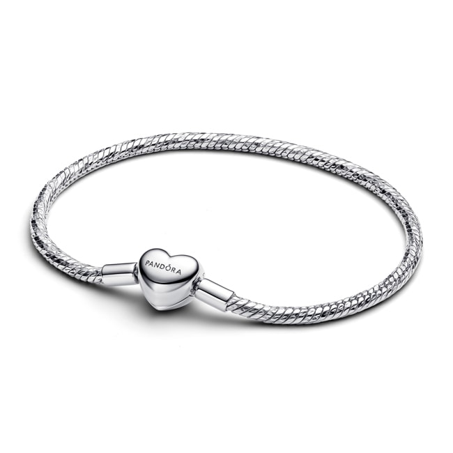Pandora Moments Facettiertes Schlangen-Gliederarmband mit Herzverschluss 925 Silber - 594236C00