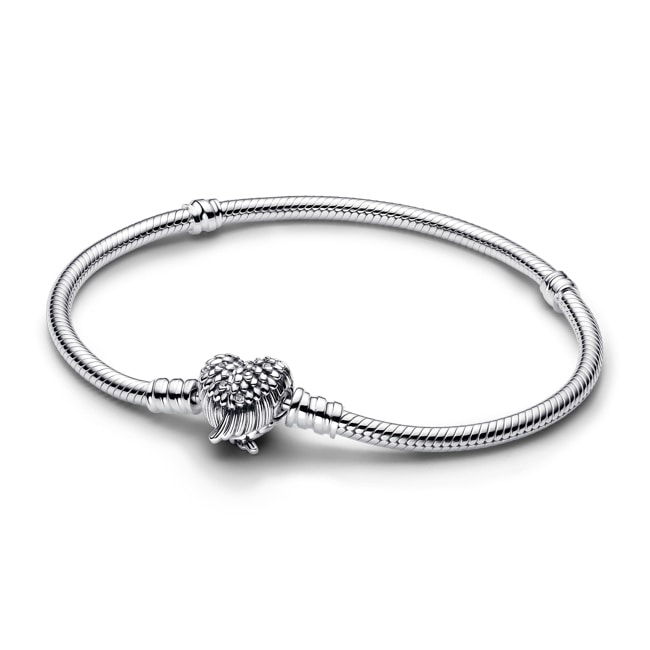 Pandora Moments Flügel Herzverschluss Schlangen-Gliederarmband 925 Silber - 593680C01