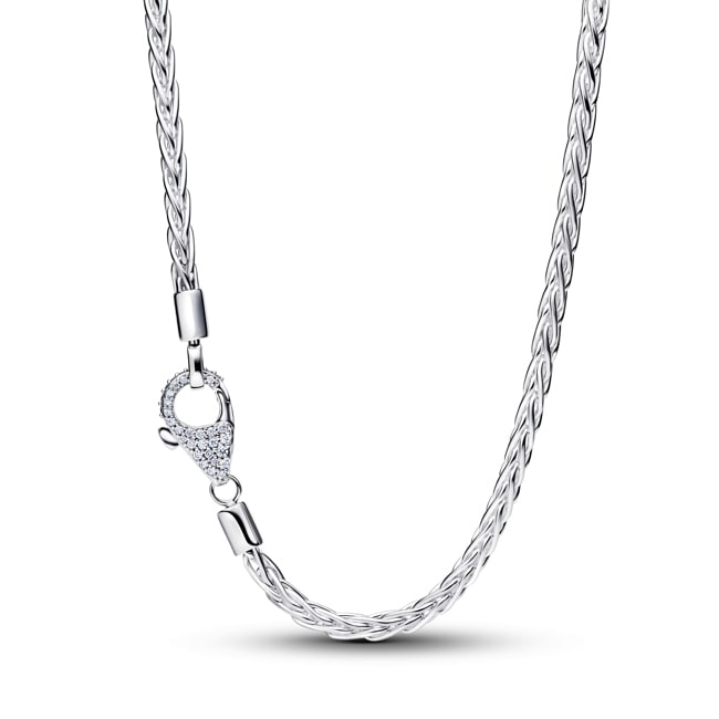 Pandora Moments Collier à Charms Maille Queue de Renard Fermoir Pavé 925 Argent  - 394463C01-45