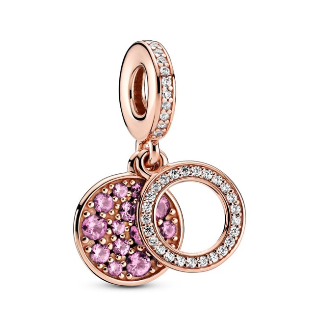 Pandora Rose Moments Sparkling Pink Disc Double Dangle Charm - 789186C02