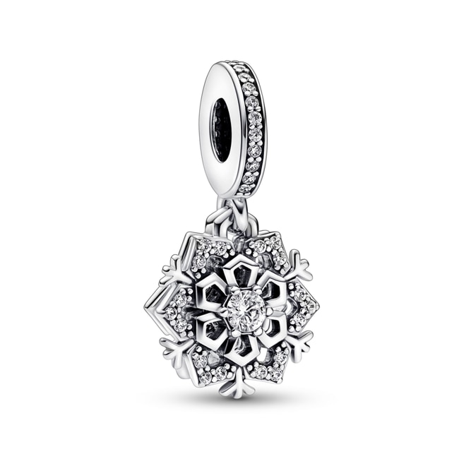 Pandora Moments Sparkling Snowflake Double Dangle Charm - 792355C01