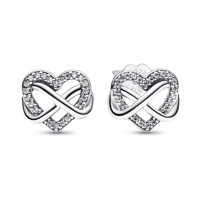 Pandora Moments Sparkling Infinity Heart Stud Earrings 925 Silver - 292667C01